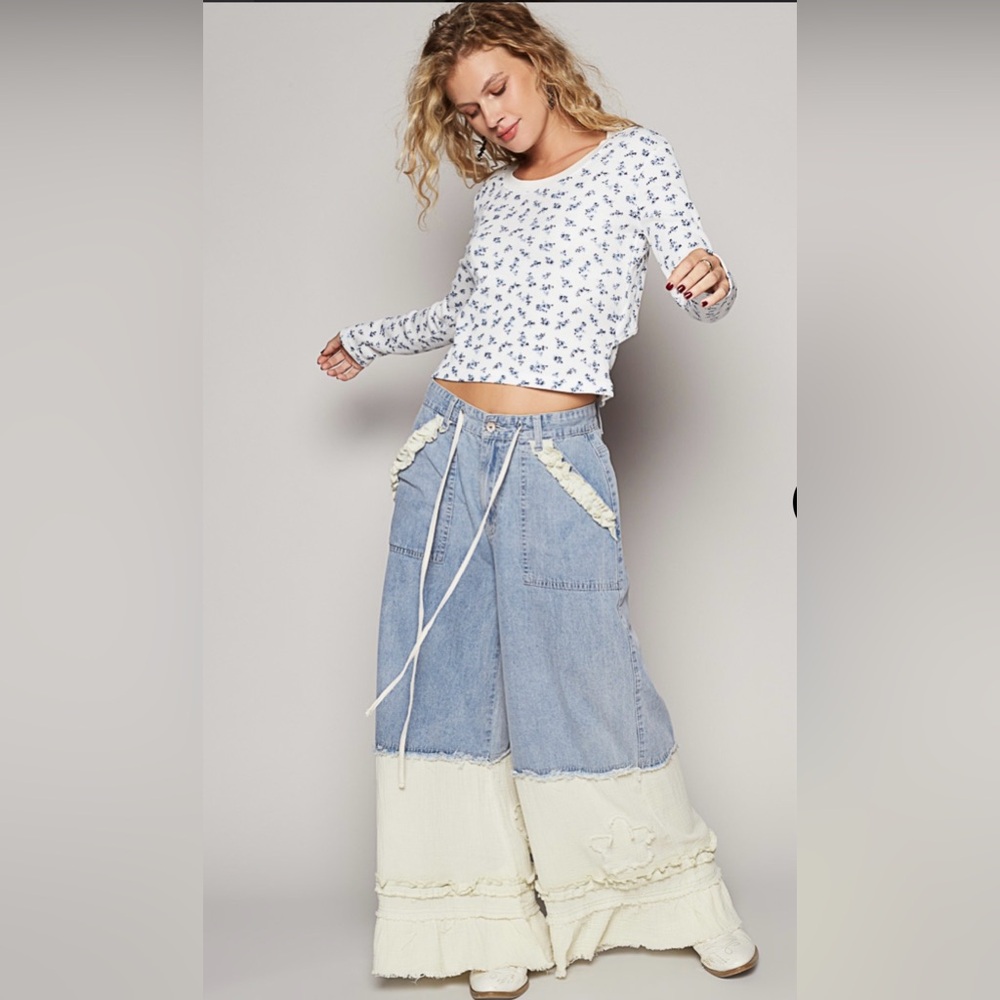 Pol Stylish Blue Denim Culottes